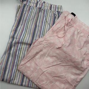 GAP Bundle of 2 100% Cotton PJ Bottoms Pink Floral & Blue Pink Stripes XL